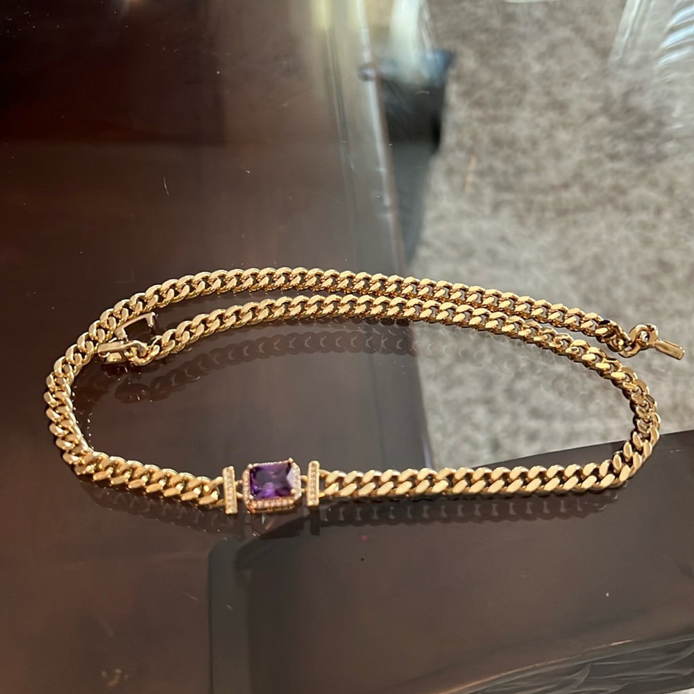 Gold Amethyst Chain Necklace